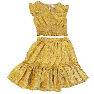 Japna Kids Yellow Floral Two-Piece Set Size 10 Yellow Floral Boho Skirt Set